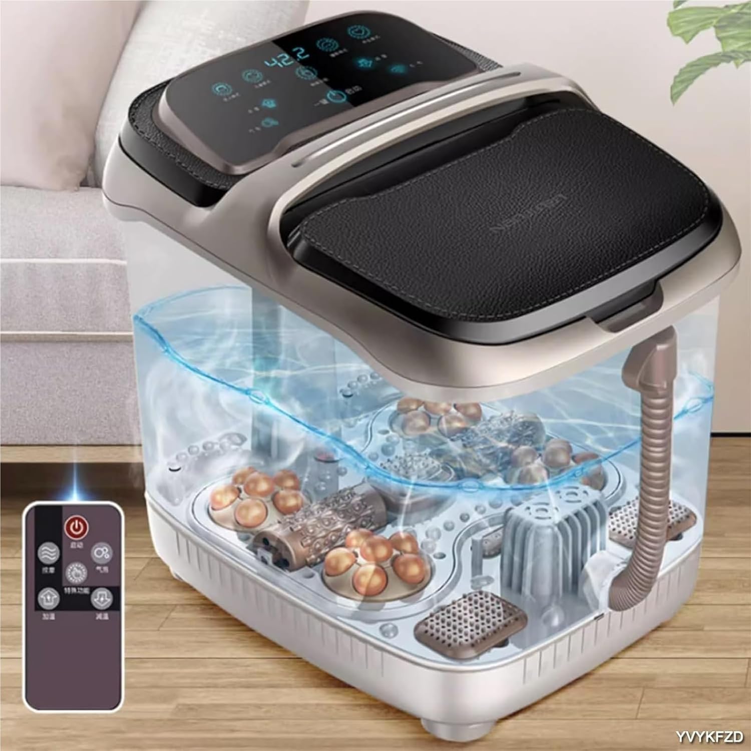Foot Spa Bath Massager with Heat， Foot Soak Tub with Lid Heat Bubbles Temperature Control for Tired Feet Relieve Muscle Pain
