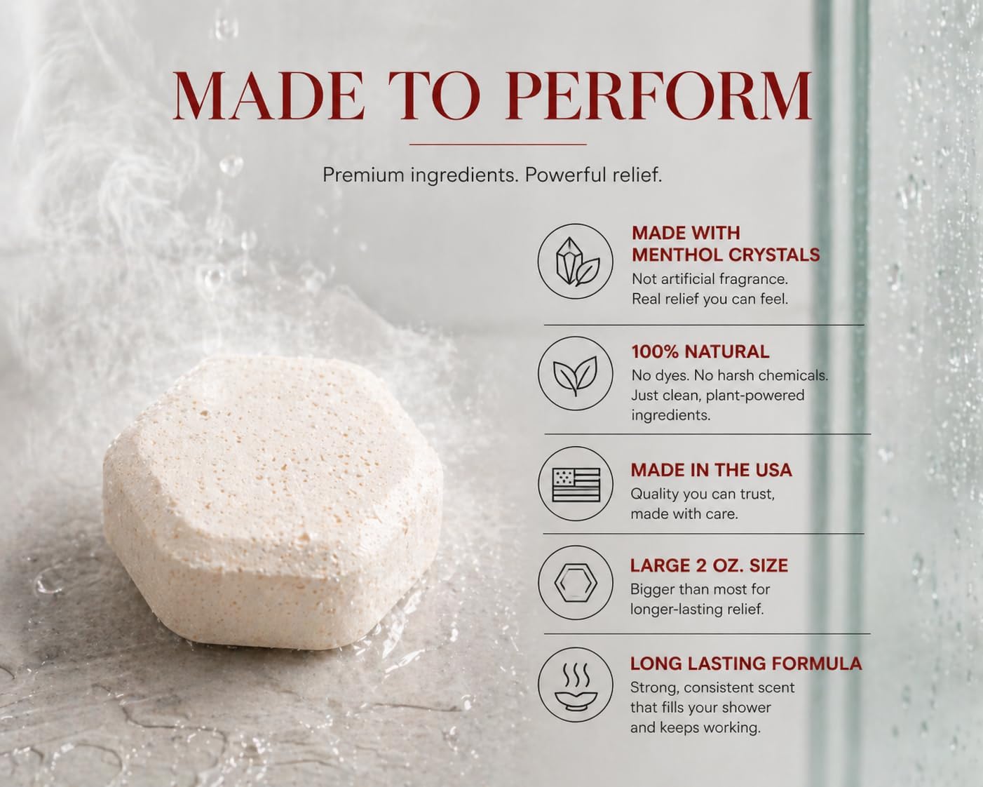 Keem Keem Menthol Shower Steamers, 10 Count, 2 oz Each, Individually Wrapped Cooling Shower Tablets with Pure Menthol Crystals, Dye-Free, No Fragrance Blends, No Eucalyptus