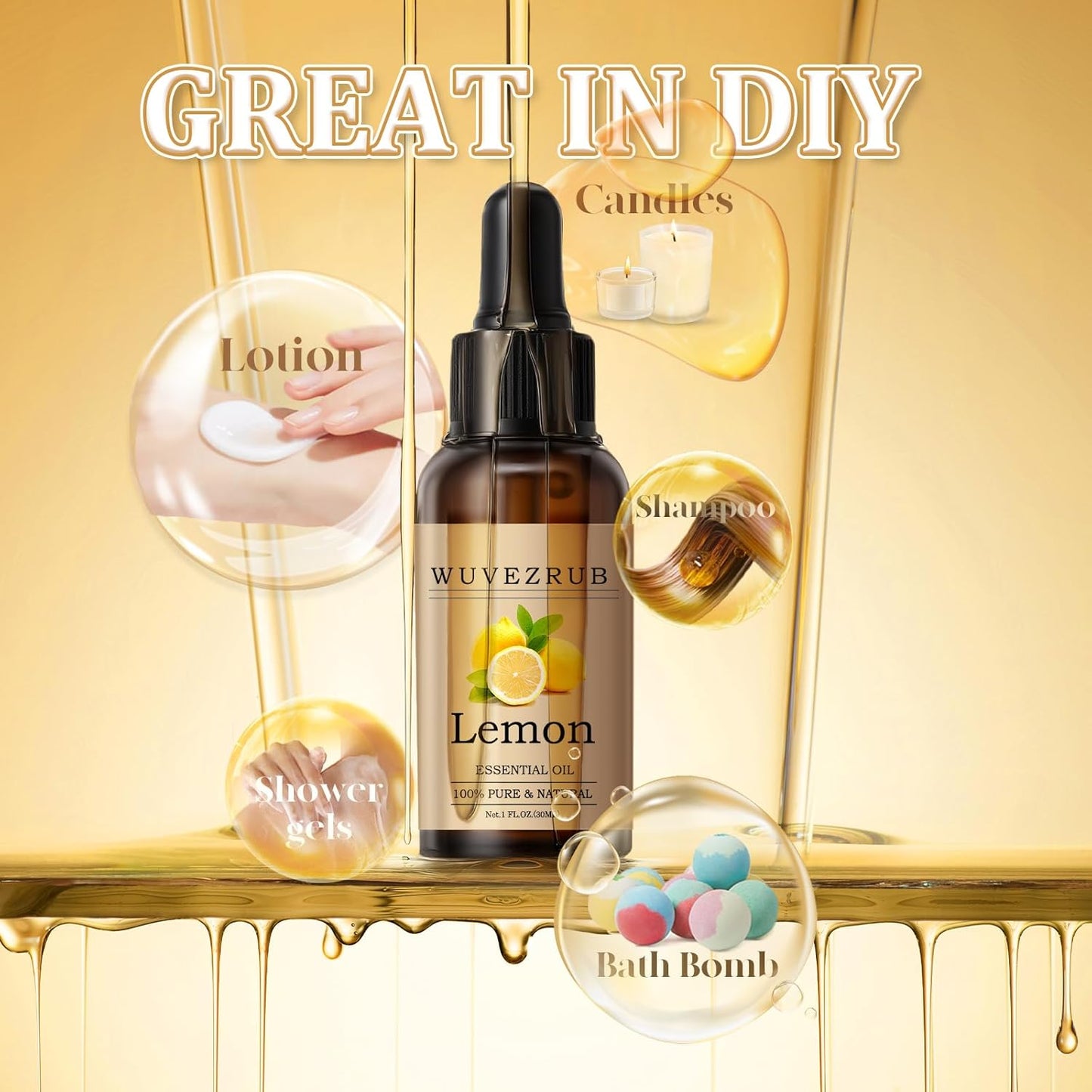 Lemon Essential Oil 30ML - 100% Pure and Natural Oils for Aromatherapy Diffuser - 1 Fl Oz/Lemon