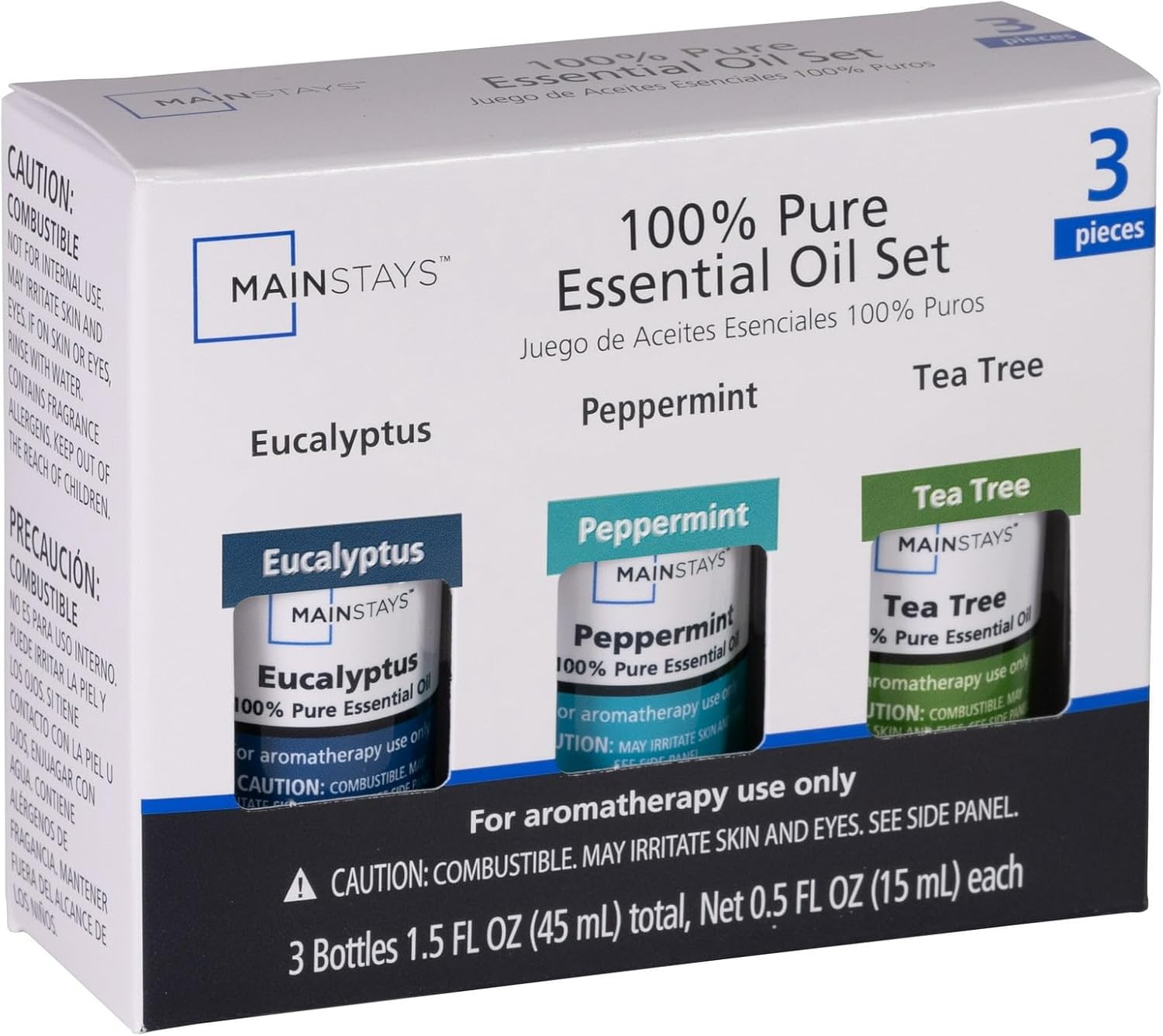 100% Pure Essential Oil Variety 3 Pack [15ml] (Eucalyptus, Peppermint, Tea Tree)