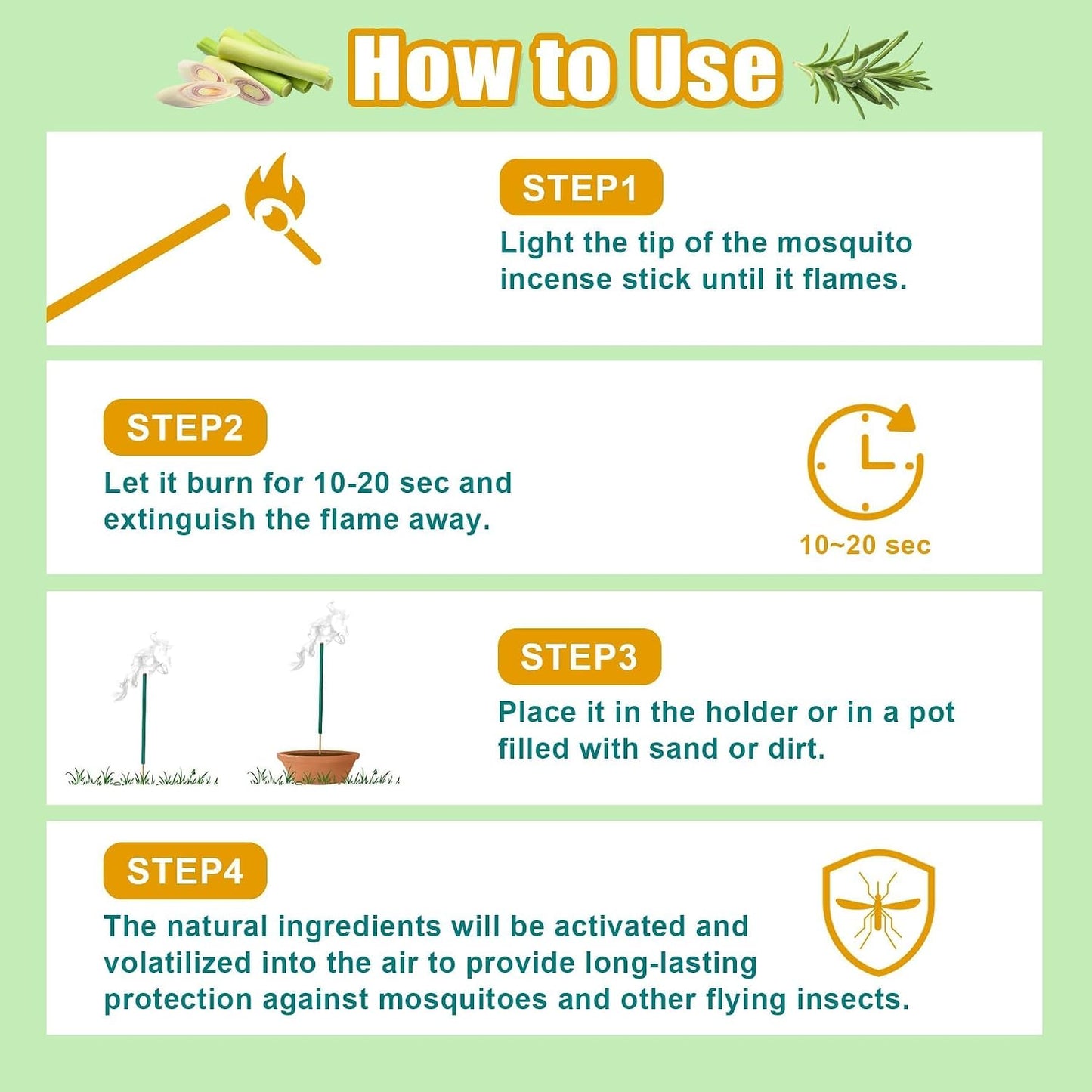 120 Pcs Citronella Oil Mosquito Incense Sticks, Natural Mosquito Repellent Outdoor Patio Plant-Based Bug Repellent for Patio Camping Essentials Fishing Backyard Travel Mosquito Control