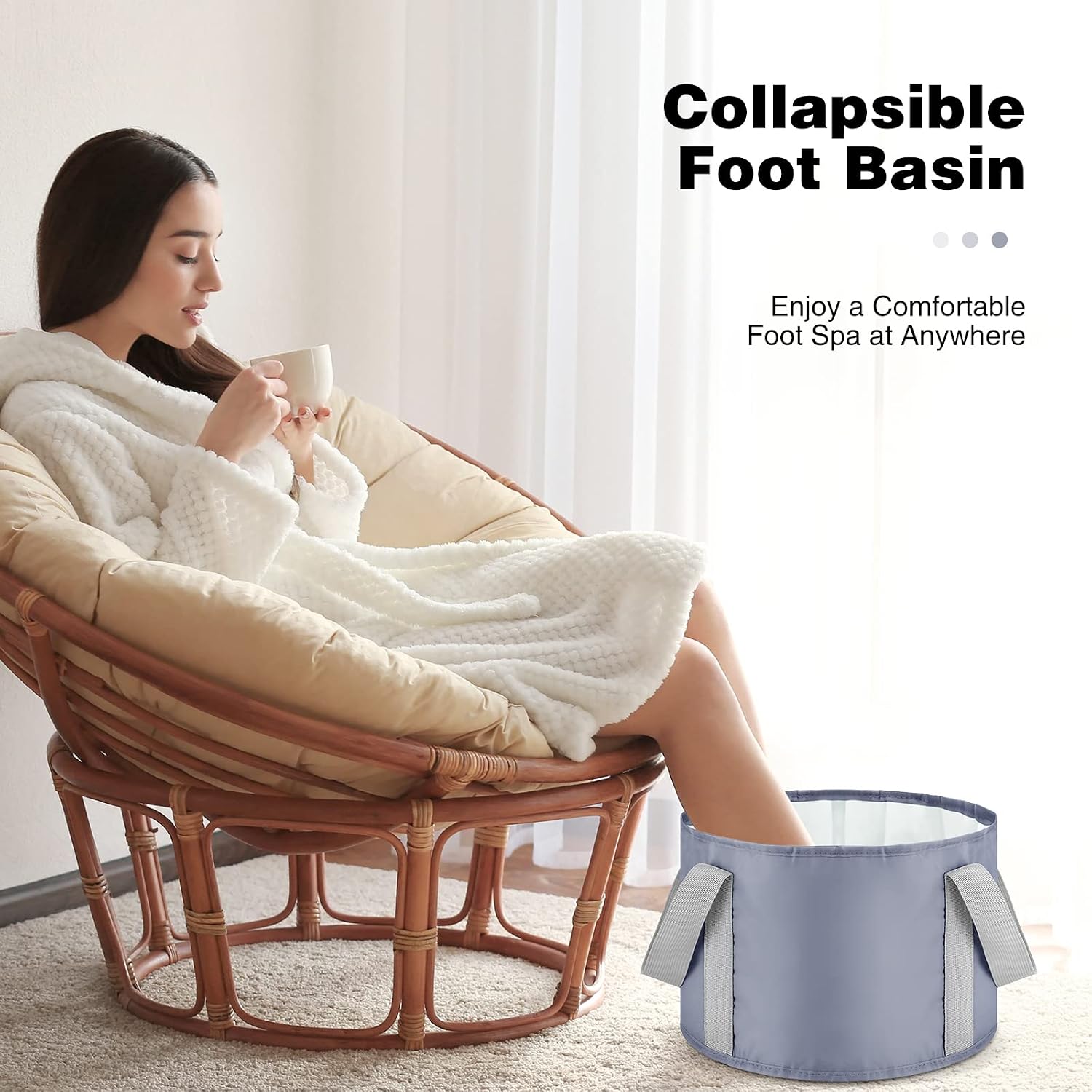 3 Pieces Collapsible Portable Foot Soak Tub Soaking Foot Basin Multifunctional Foldable Bucket Washing Camping Pedicure Bowl Outdoor Water Container for Fishing Hiking Spa Travel, 3 Colors, 14 L