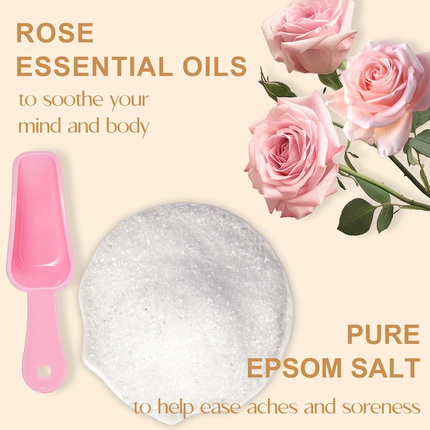 Gifts for Women Floral Epsom Salt Gift Set Spa Gift Basket, Self Care Salt | Epsom Bath Salts Gift Basket Set Bath Salt in Elegant Box, Gifts for Mom, Her, cherry blossom, Eucalyptus, Lemongrass, Rose