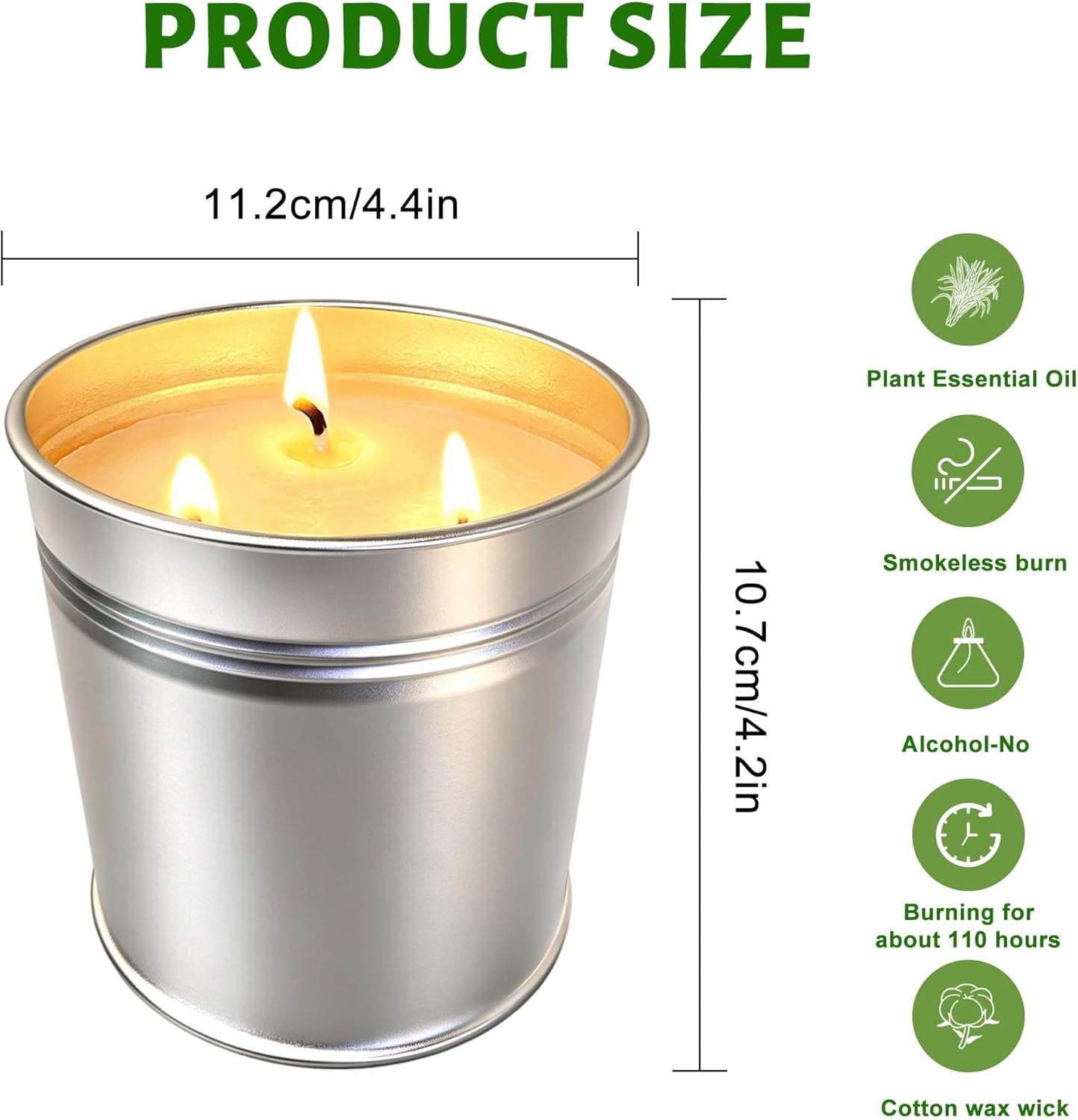 Natural Soy Citronella Candles Outdoor, 19.4oz 110H Clean Burning Citronella Candles, 3 Wicks Large Non Toxic Summer Scented Candle Gifts for Yard, Patio, Balcony, Garden, Camping, BBQ