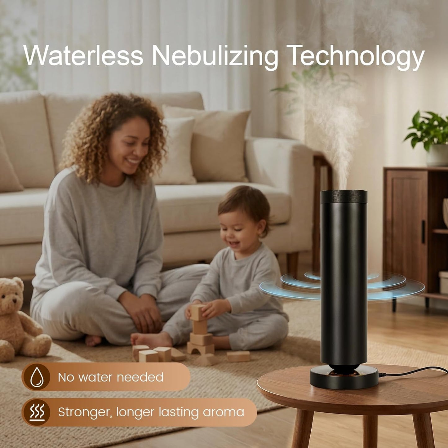 Cold Air Waterless Diffuser, Hotel Collection Diffuser, Waterless Essential Oil Diffuser for Homes, Offices, Covers 1000 Sq Ft, Remote Control (Fragrance Not Included)