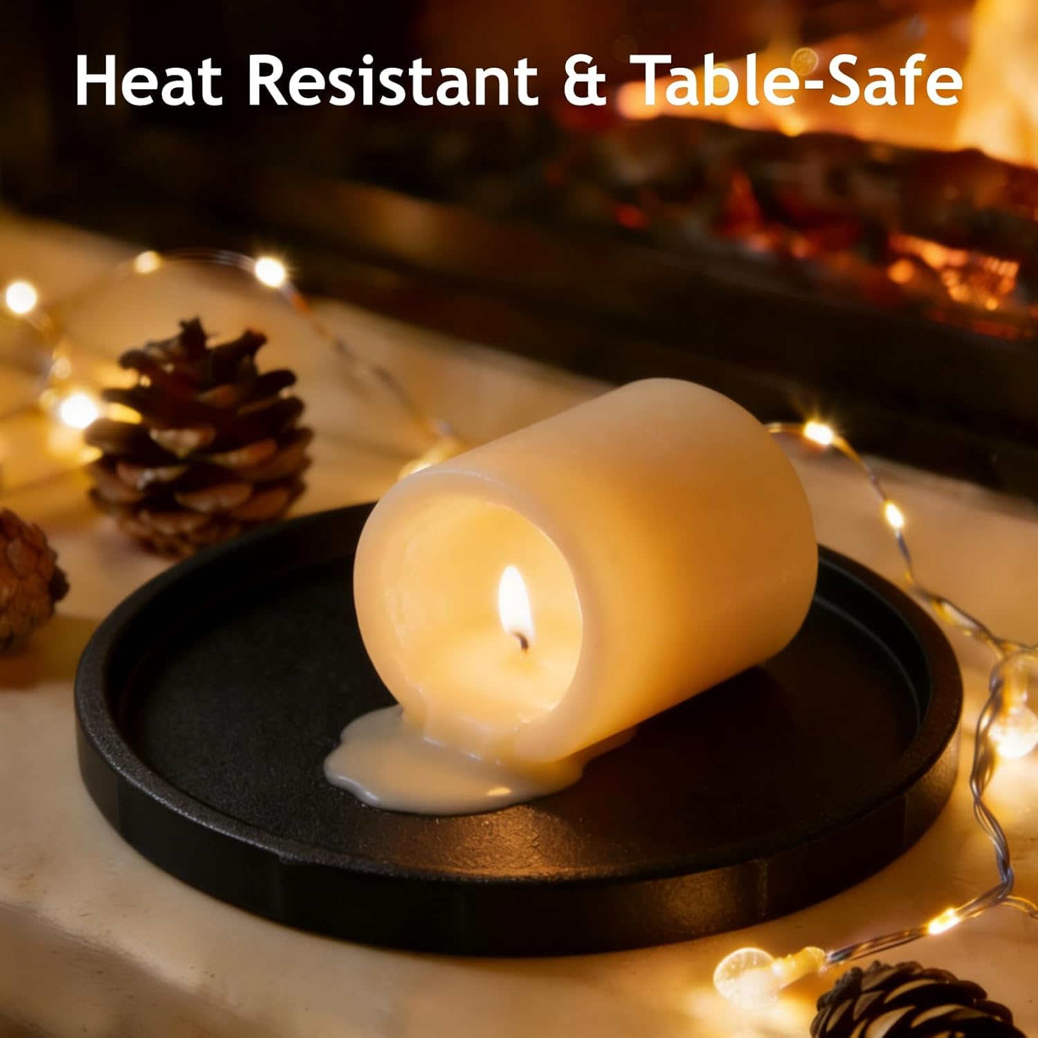 Heat Resistant Silicone Mat for Candle Warmer Lamp, Protector Base Pad for Candle Warmer, Lamp Candle Warmer Under Mat (Marble White, 6.5 INCH)