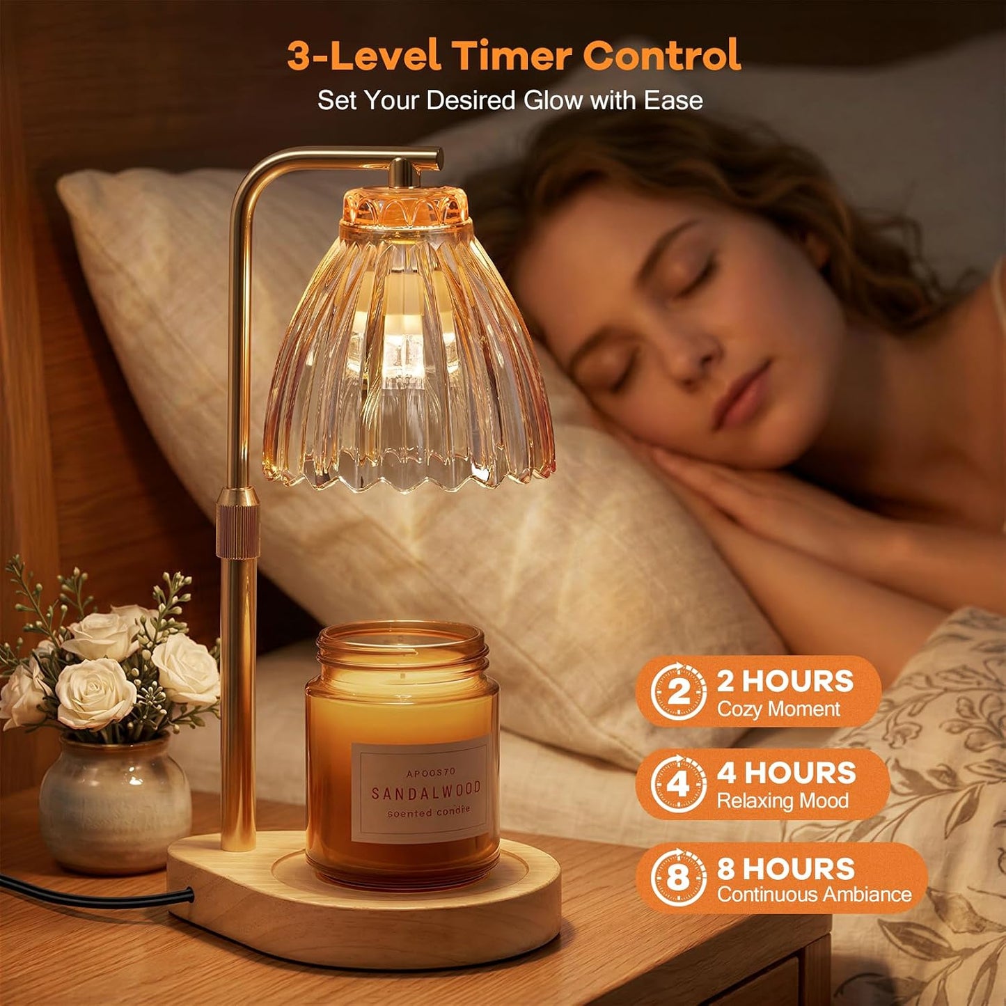 Gifts for Women, Candle Warmer Lamp with Adjustable Height, Timer & Dimmer, Birthday Gifts for Women, Elegant Gift Box & Greeting Card, Candle Lamp with 2 Bulbs for Home Decor/Bedroom/Office