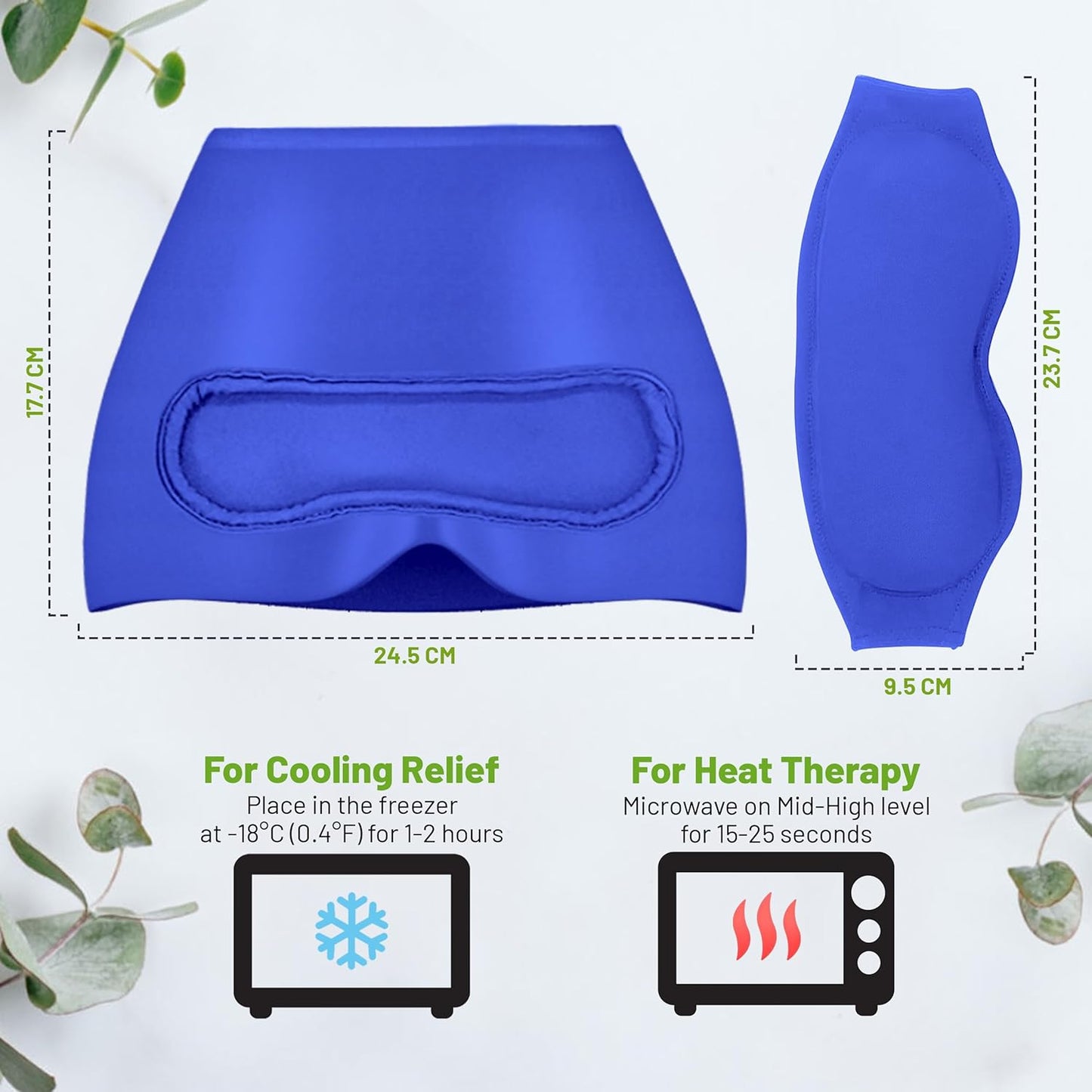 Headache Relief Cap - 2 in 1 Soothing Migraine Relief Cap with Detachable Eye Mask 20% Extra Gel - Headache Hat for Migraines - Cold Ice Head Wrap Products for Stress, Tension, Hangover & Puffy Eyes