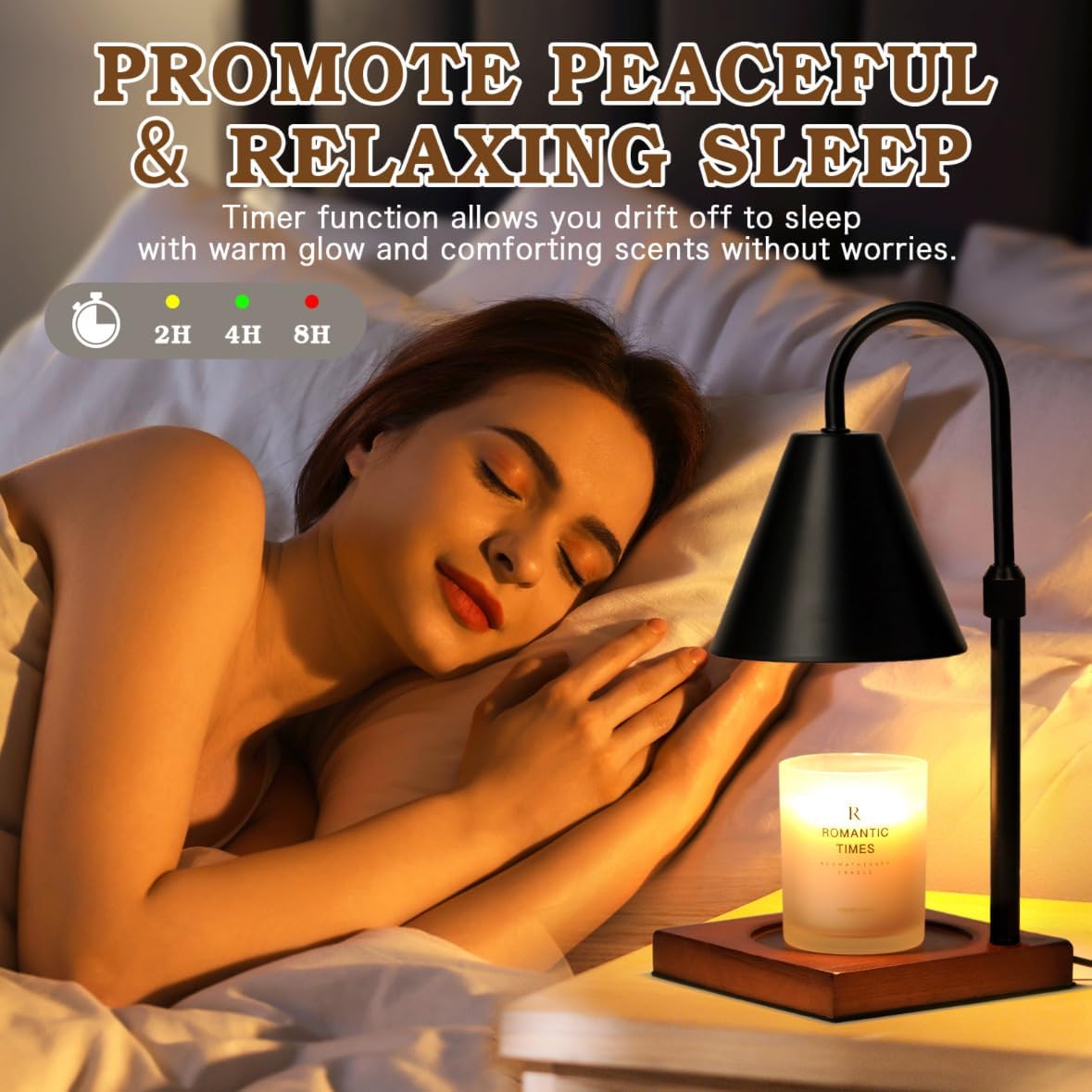 Modern Candle Warmer Lamp with Timer, Dimmable Candle Lamp Warmer, Mothers Day Birthday Gifts for Women Men, Black Candle Warmer, Adjustable Candle Light Warmer, Cozy Living Room Bedroom Home Decor