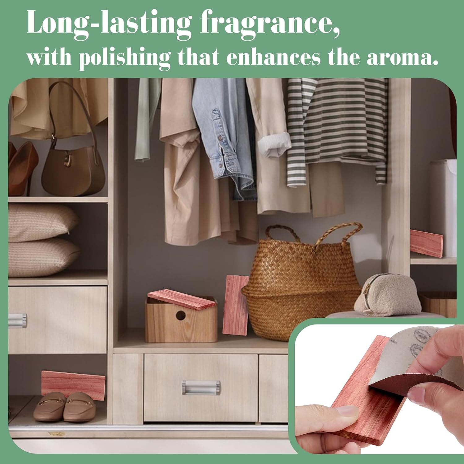 ESRICH Cedar Blocks for Clothes Storage, 60 Pack 100% Natura Cedars Wood for Closets,Cedars Planks with Sandpaper,Cedar Chips for Closets and Drawers