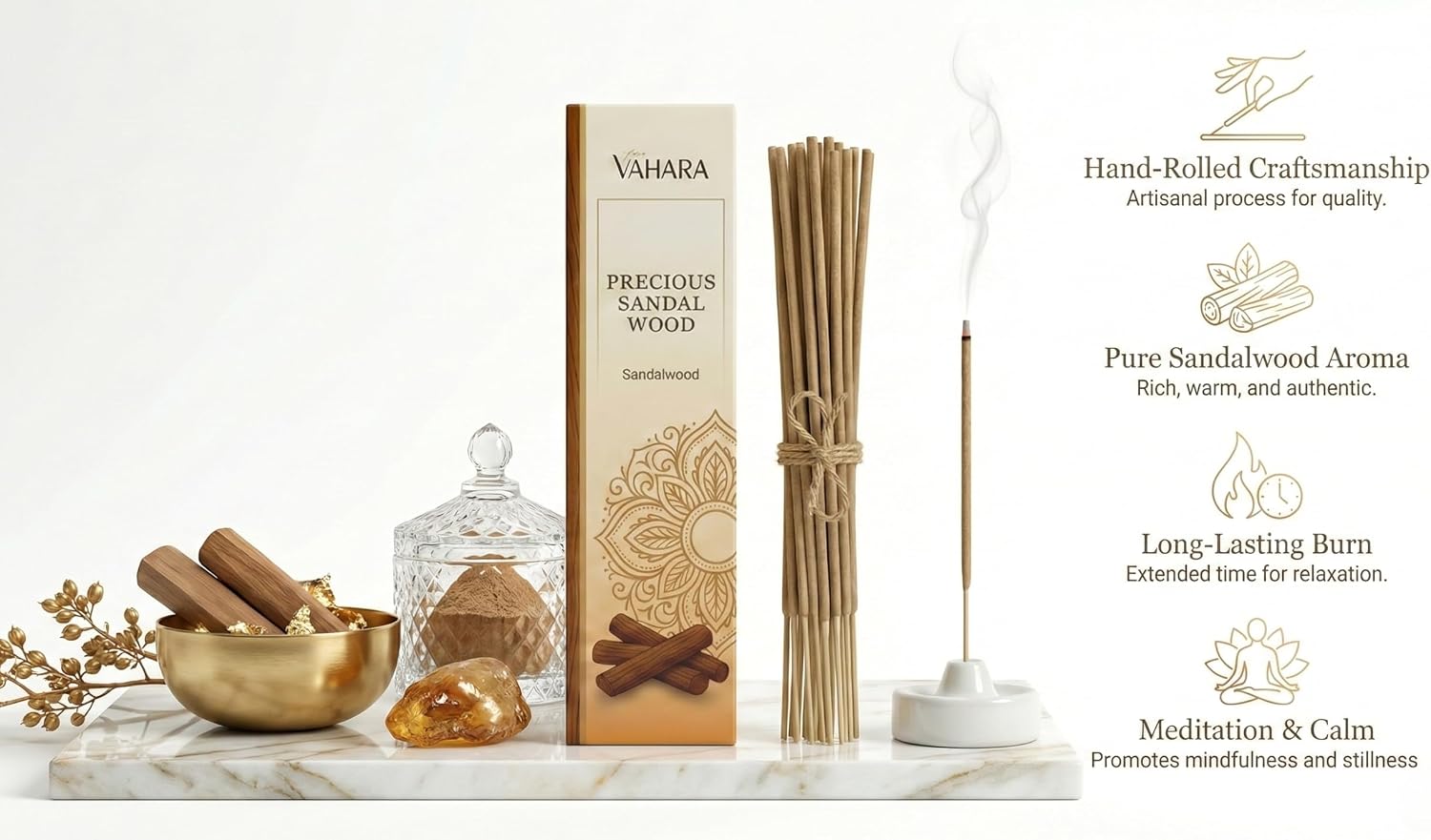 Precious Sandalwood Masala Incense Sticks, 100 gms Resin Blend Agarbatti for Meditation, Prayer, Cleansing, Yoga & Natural Home Fragrance