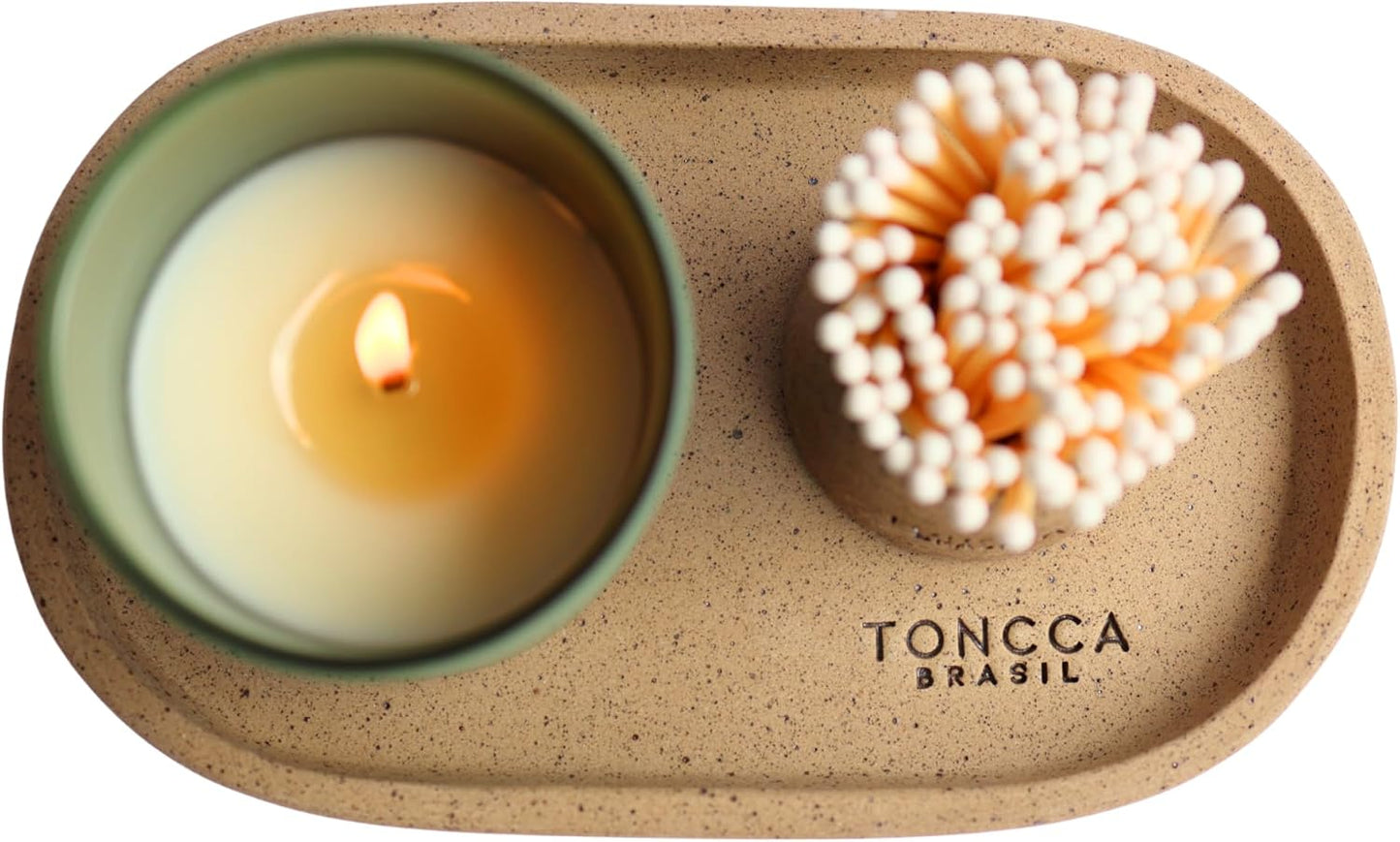Ceramic Oval Tray by TONCCA – Small Decorative Tray for Candles & Table Decor | Handmade in Brazil | Natural Mineral Clay | Sertão Edition