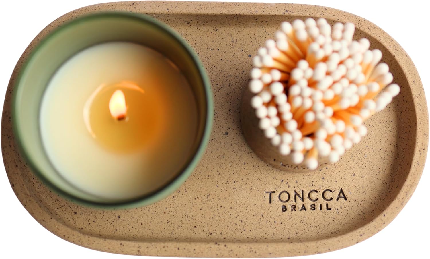Ceramic Oval Tray by TONCCA – Small Decorative Tray for Candles & Table Decor | Handmade in Brazil | Natural Mineral Clay | Sertão Edition
