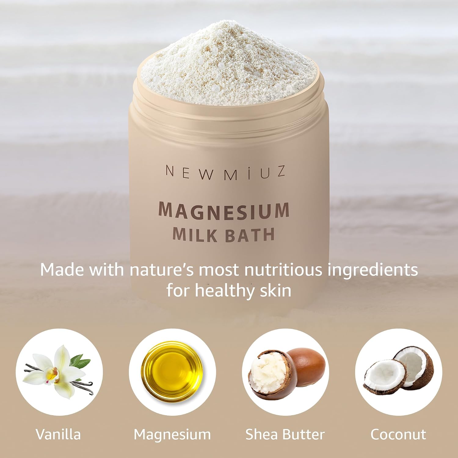 Creamy Magnesium Milk Bath Soak Powder Moisturize Soften Skin Coconut Vanilla Shea Butter Luxury Spa Bath Salt Relaxation Selfcare Gifts for Women