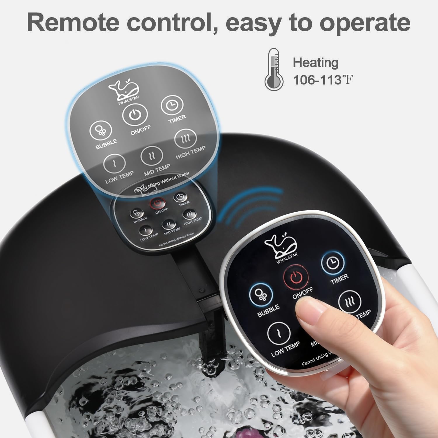 Collapsible Foot Spa Bath Massager with Heat Bubbles and Vibration Massage and Jets, 16oz Tea Tree Oil Foot Soak with Epsom Salt, Foot Bath Basin with Red Light & Remote - Black