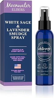 Lavender Sage Aromatherapy Spray for Spiritual Cleansing & Aura Protection, White Sage Lavender Spray - Cleansing Negative Energy & Protection, Clear Quartz Reiki Energized Aromatherapy Room Mist 4oz