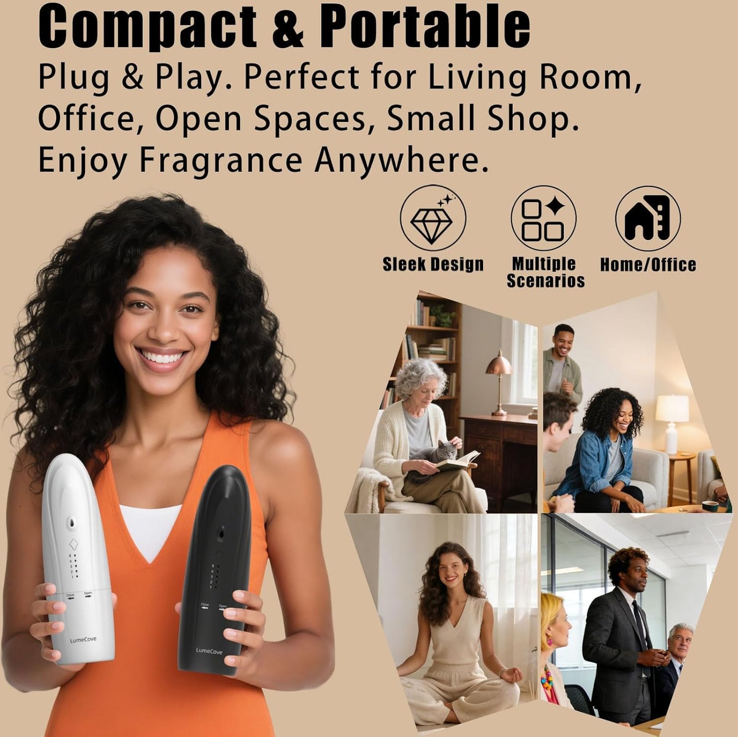 Plug-in Waterless Essential Oil Diffuser Smart App Bluetooth Scent Machine, Hotel Collection Cold Air Nebulizing Diffuser, Black