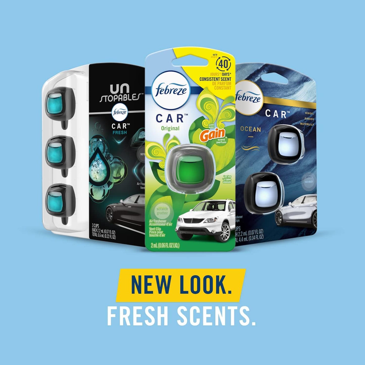Febreze Car Vent Clip, Downy Calm Scent, 2 Count, 0.13 oz Total