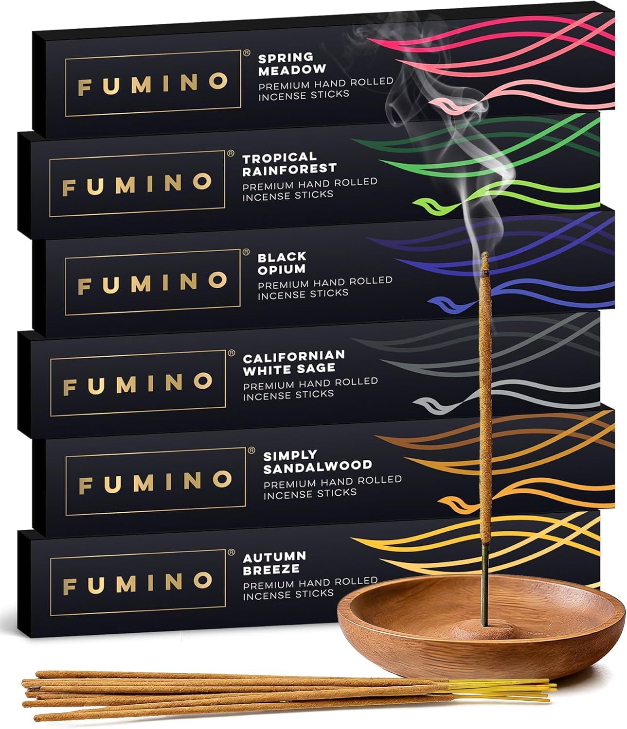 Fumino Incense Sticks 84 Pack 6 Fragrances - Handmade Masala Agarbatti Joss Sticks, Natural Low-Smoke Incense for Relaxation, Meditation & Home Fragrance, Woody Citrus Floral & Herbal Scents Gift Set