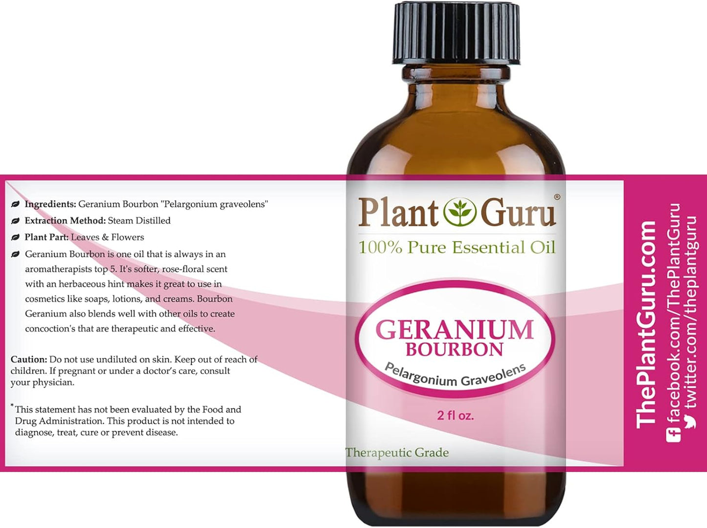 Geranium Bourbon Essential Oil 2 oz 100% Pure Undiluted Therapeutic Grade.