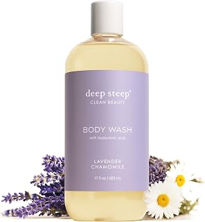 Deep Steep Lavender Chamomile Body Wash, Hydrating Shower Gel with Hyaluronic Acid & Shea Butter for Sensitive Skin, Bodywash for Women & Men, 17 Fl Oz, 1-Pack