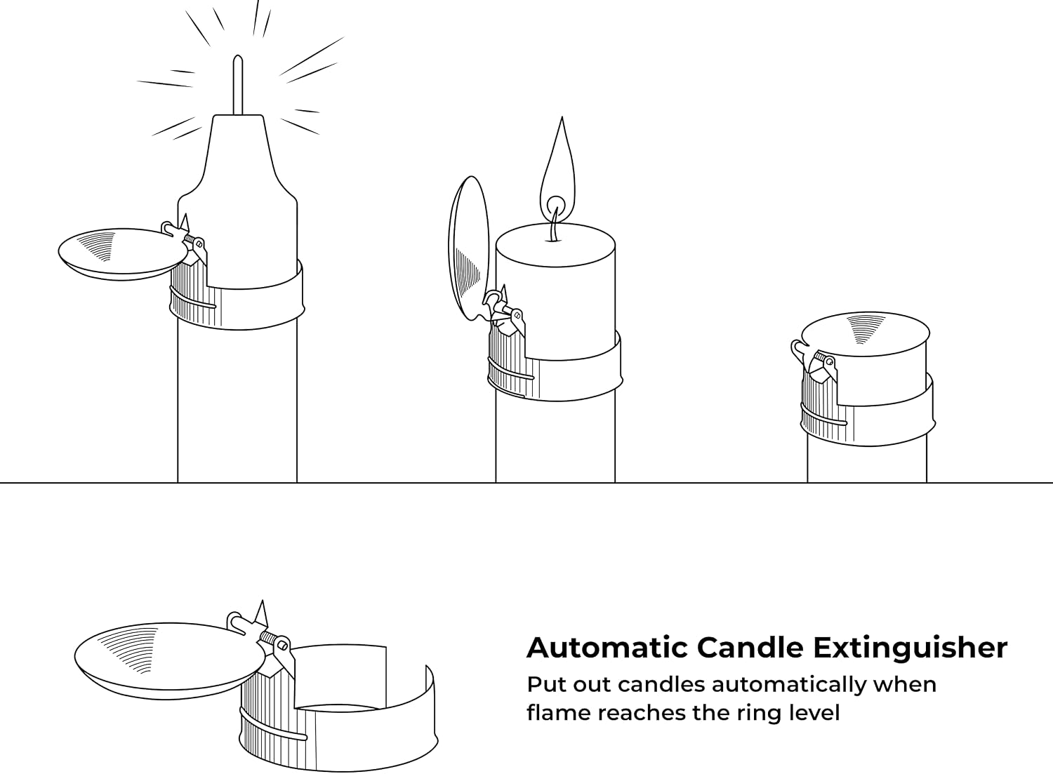 OLEEK (12Pcs Automatic Candle Extinguisher Gold, Candle Extinguisher Automatic Candle Snuffer, Candle Set auto Candle Extinguisher Snuffer, Candle Care kit Candle Accessories, Swedish Candle Snuffer
