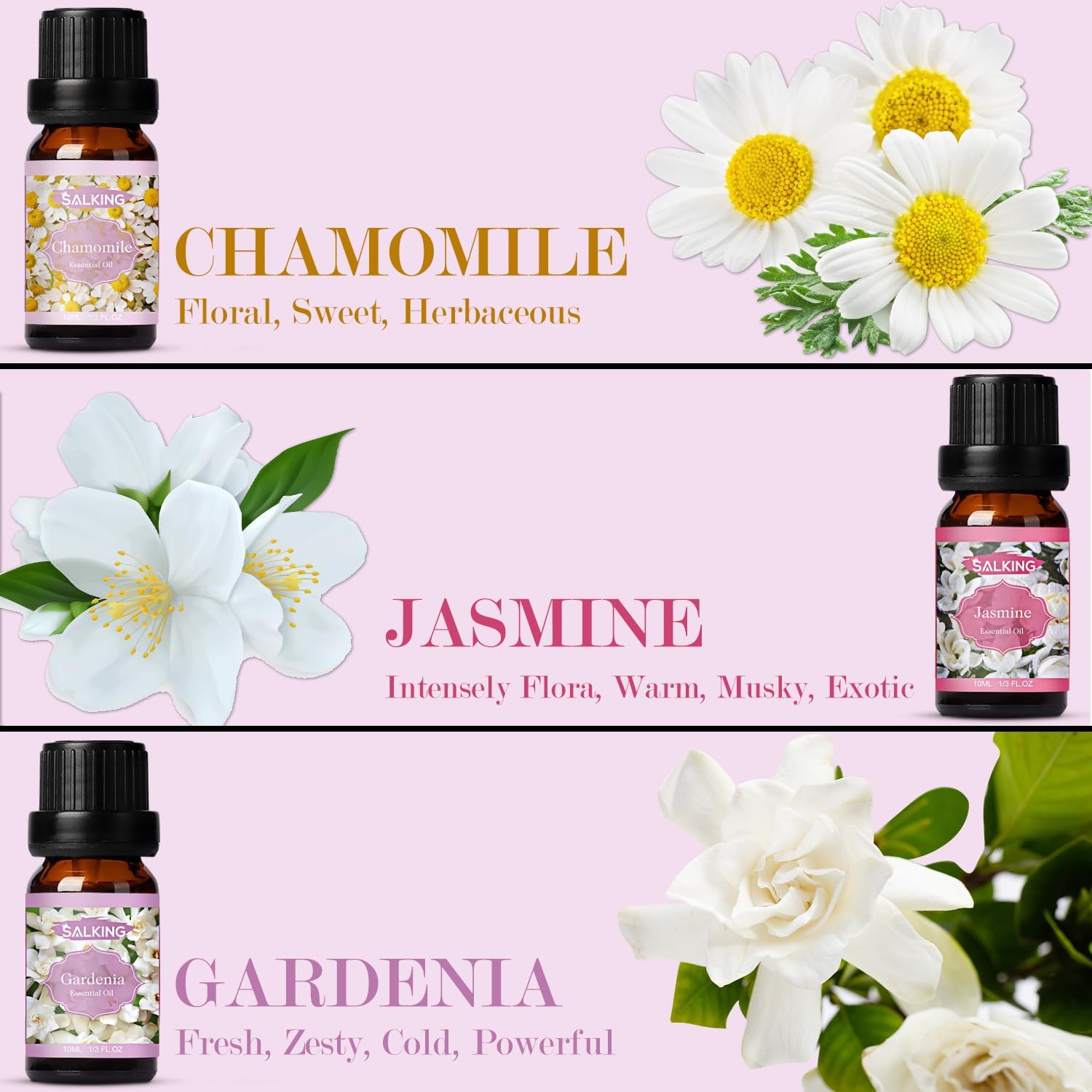 SALKING Aromatherapy Diffuser & Floral Essential Oils Set, 100ml Diffuser Ultrasonic Diffuser Cool Mist Humidifier with 8 Colors Light, Waterless Auto Off for Home Office