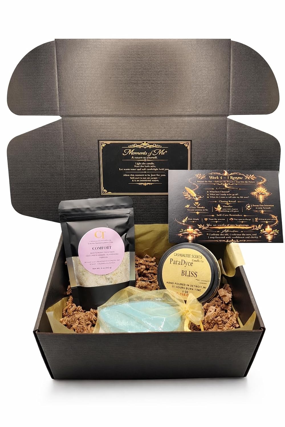 Moments of Me® Week 4 I Renew Ritual Bundle | Paradyce Bliss Candle & Comfort Bath Salt Set | Aromatherapy Self-Care Kit for Renewal, Relaxation & Emotional Reset