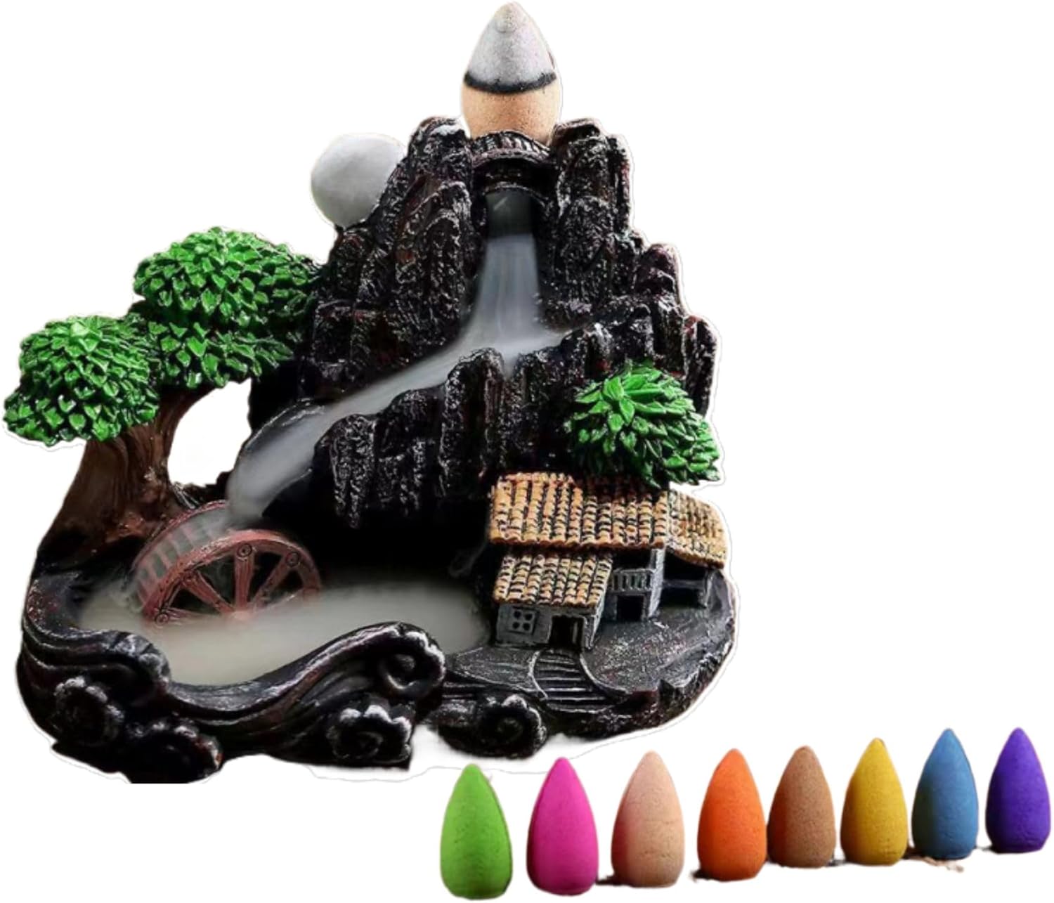 Handmade Incense Burner with 120 Cones, Waterfall Backflow Incense Holder, Fountain Decoration, Aromatherapy Ornament, Apartment Decor, Home Decor, Room Decor