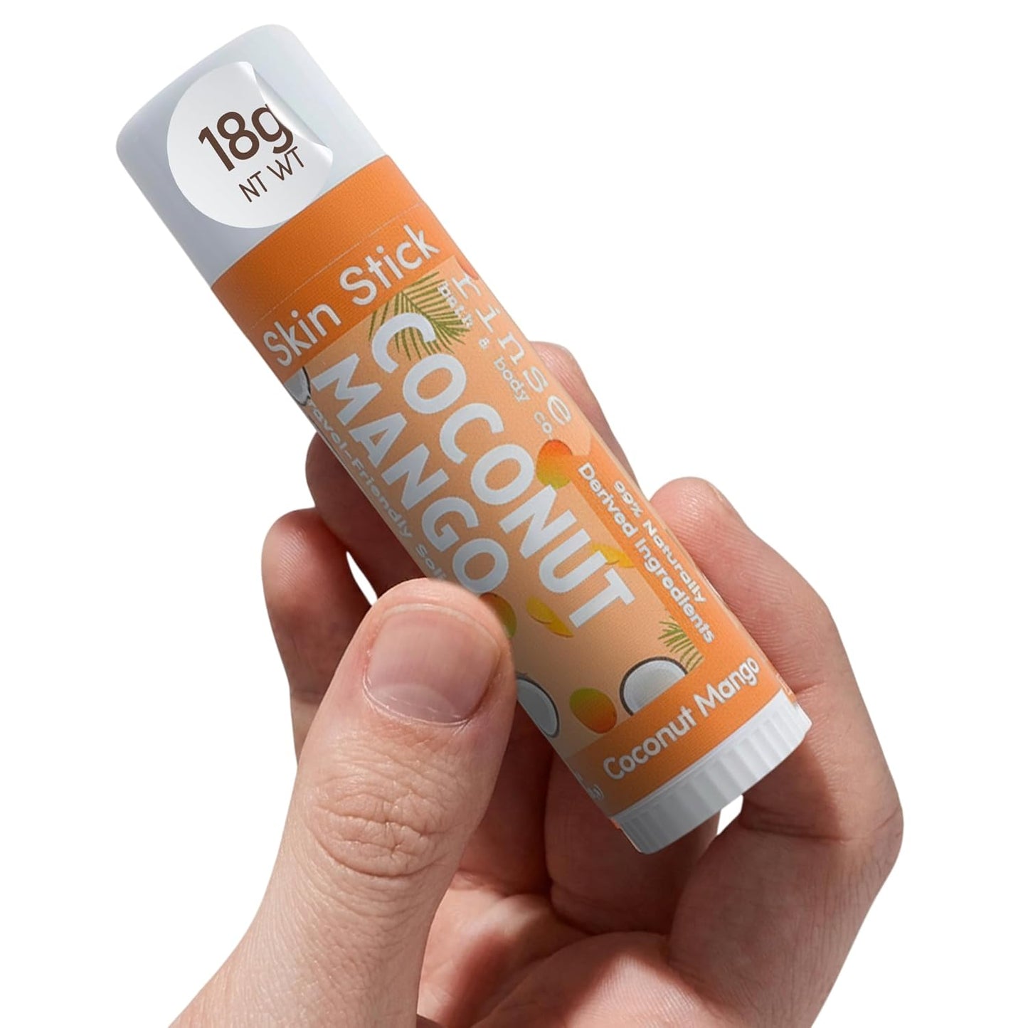 Rinse Bath & Body Coconut Mango Solid Lotion Stick - Natural Lotion Bar with Shea & Cocoa Butter, Deep Moisturizing Travel Skin Stick, Beeswax, Apricot & Avocado Oil, Handmade, 0.5 oz