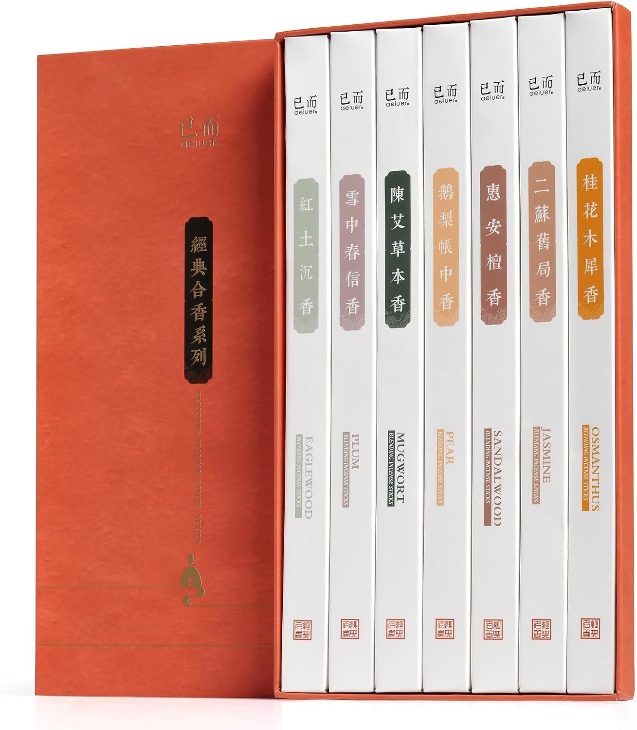 Asian Joss Incense Sticks - Set of 7-245 Sticks, Sandalwood, Eaglewood, Jasmine, Pear, Plum, Mugwort, Osmanthus Incense Sticks, Insense Sticks, Natural & Slow Burning Inscents