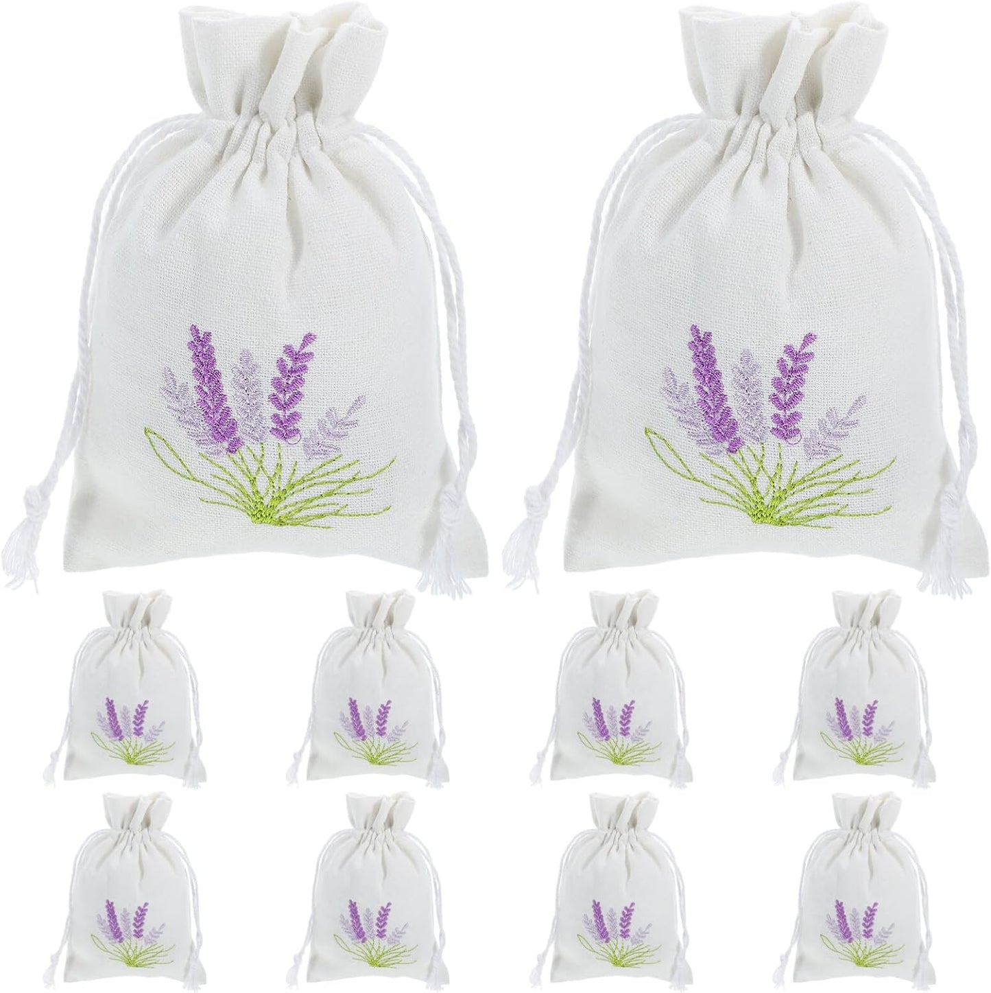 HOLIDYOYO Refillable Sachet Bags 10 Pack Cotton Drawstring Pouches 5.51X3.93 Inch Portable Empty Sachet Bags for Lavender Aromatherapy Jewelry Storage and Home Fragrance