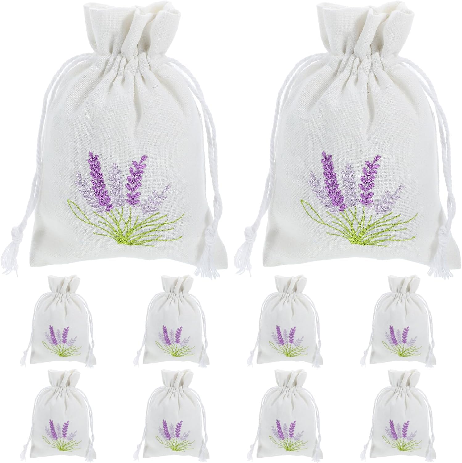 HOLIDYOYO Refillable Sachet Bags 10 Pack Cotton Drawstring Pouches 5.51X3.93 Inch Portable Empty Sachet Bags for Lavender Aromatherapy Jewelry Storage and Home Fragrance