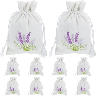 HOLIDYOYO Refillable Sachet Bags 10 Pack Cotton Drawstring Pouches 5.51X3.93 Inch Portable Empty Sachet Bags for Lavender Aromatherapy Jewelry Storage and Home Fragrance