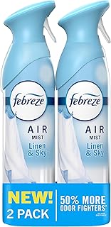 Febreze Air Mist, Air Freshener Spray, Odor Fighting Room Spray, Deodorizer for Home Bathroom Kitchen Office Apartment Dorm Room Classroom, Linen & Sky Scent, 8.1oz (Pack of 2)