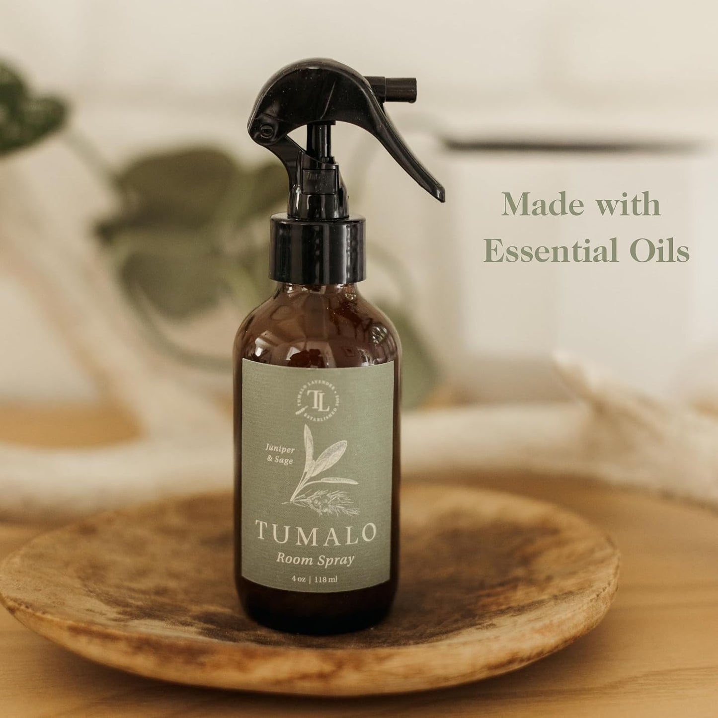 Room Spray - Sophisticated, All-Natural Home Fragrance, Pure Essential Oil Air Freshener & Odor Eliminator, Refreshing Scent - Made in the USA, Vetiver & Lavender, 4 oz Glass Bottle