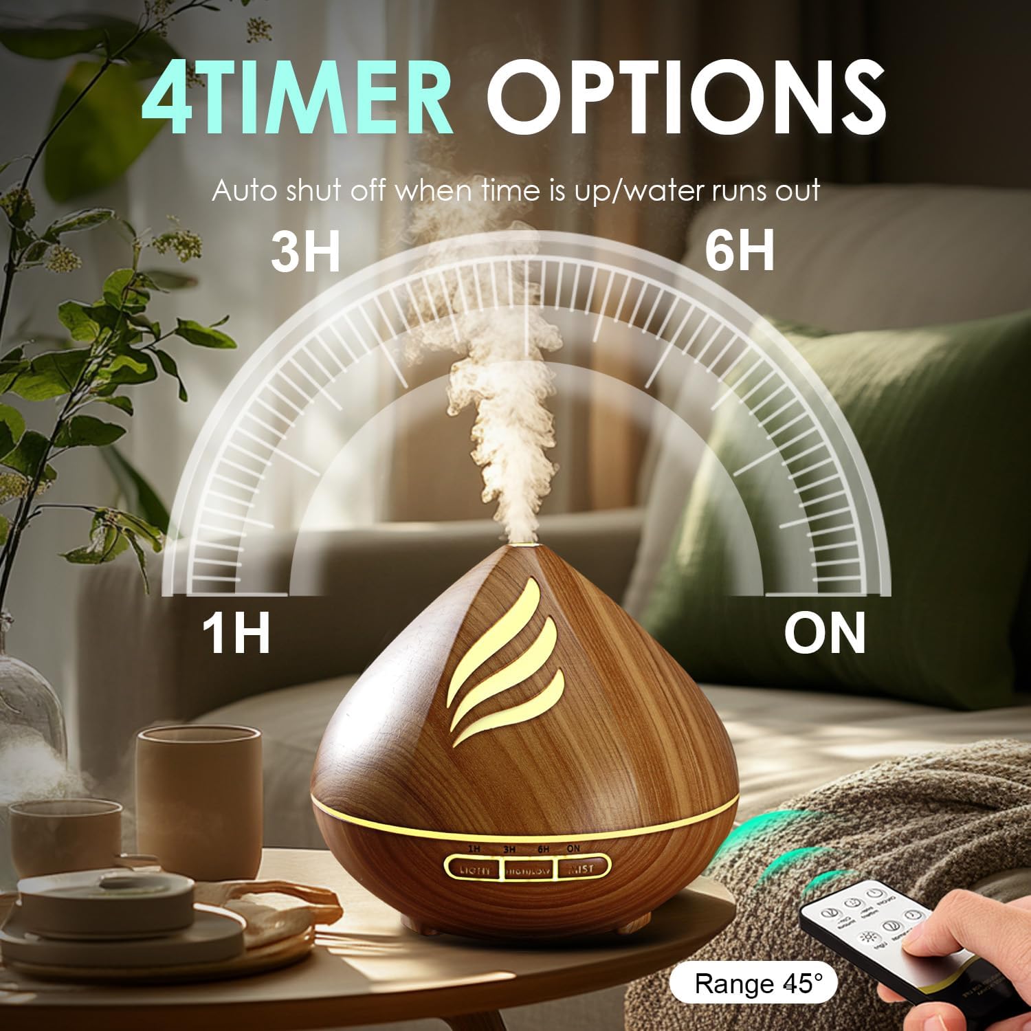 Essential Oil Scent Diffuser: 𝟓𝟎𝟎𝐌𝐋 Aroma Diffuser for Home Bedroom - 𝟏𝟒 𝐂𝐨𝐥𝐨𝐫𝐬 LED, Remote Control, Ultra-Quiet Cool Mist Scent Diffuser with Timer for Family