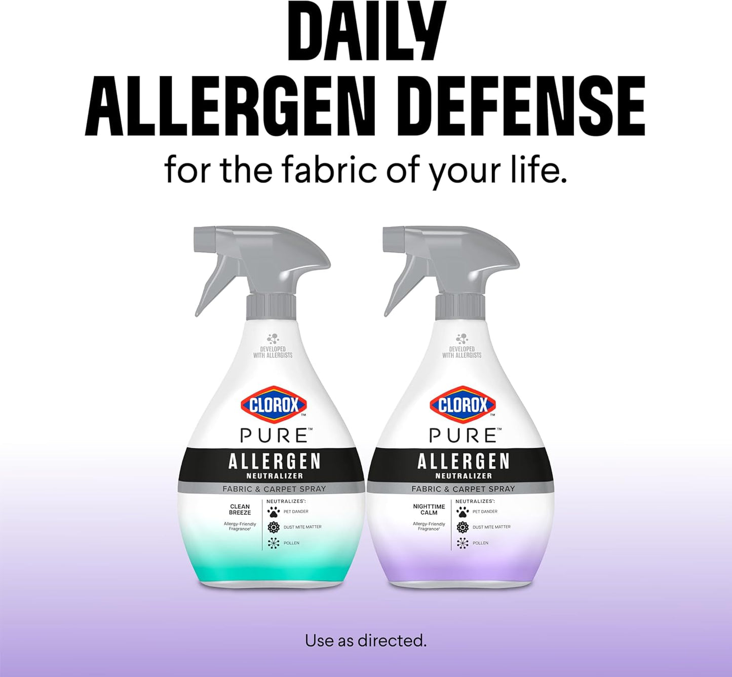 Clorox PURE Allergen Neutralizer Fabric and Carpet Spray, Nighttime Calm, 26 Fluid Ounces (Pack of 2)