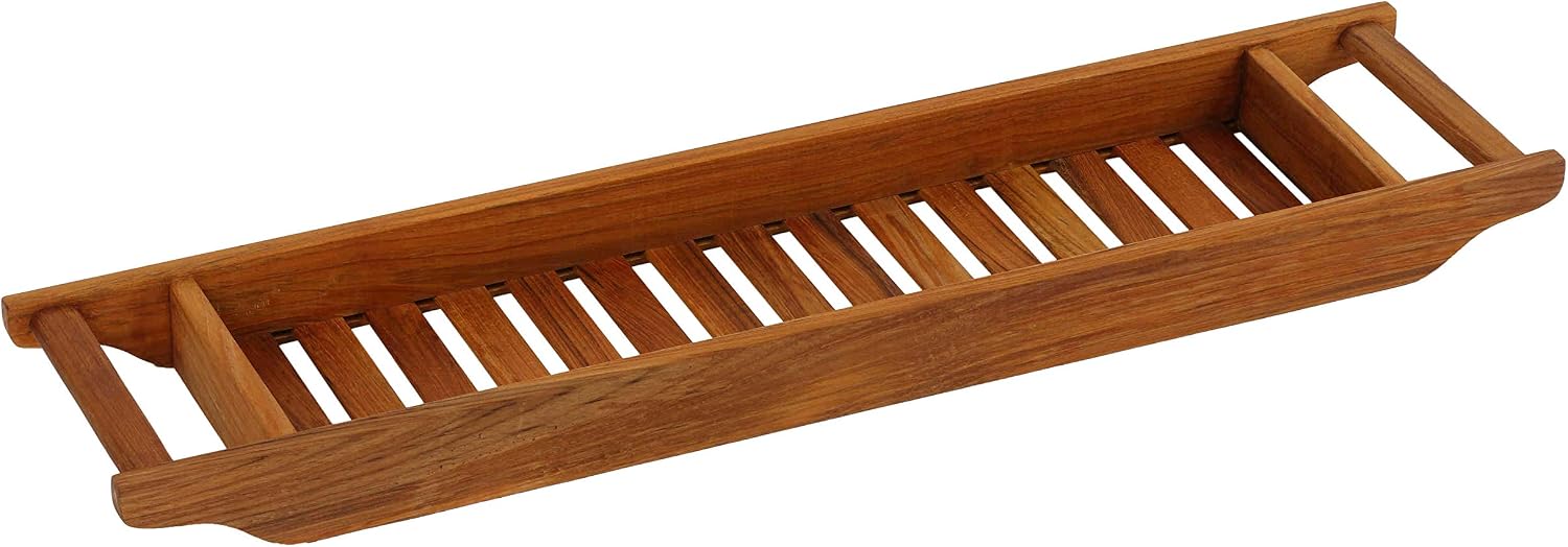 Bare Decor Vaske Natural Teak Wood Bathtub Caddy, 33" Wide
