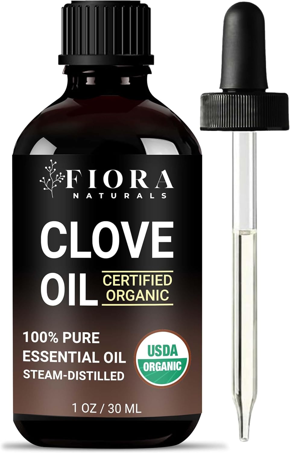 Organic Clove Essential Oil – 100% Pure, USDA Certified Clove Bud Oil for Teeth & Gums, Toothache Relief, Hair Growth & Aromatherapy – Premium Cloves Oil for DIY Wellness by Fiora Naturals