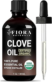 Organic Clove Essential Oil – 100% Pure, USDA Certified Clove Bud Oil for Teeth & Gums, Toothache Relief, Hair Growth & Aromatherapy – Premium Cloves Oil for DIY Wellness by Fiora Naturals
