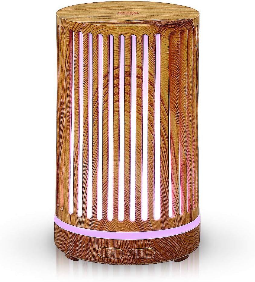AROMAR Ultrasonic Oil Diffuser and Cool Mist Humidifier for Aromatherapy Essential Oils with 7 LED Colors and Auto Shut-Off for Home and Office, 100 ml (Zen Birch)