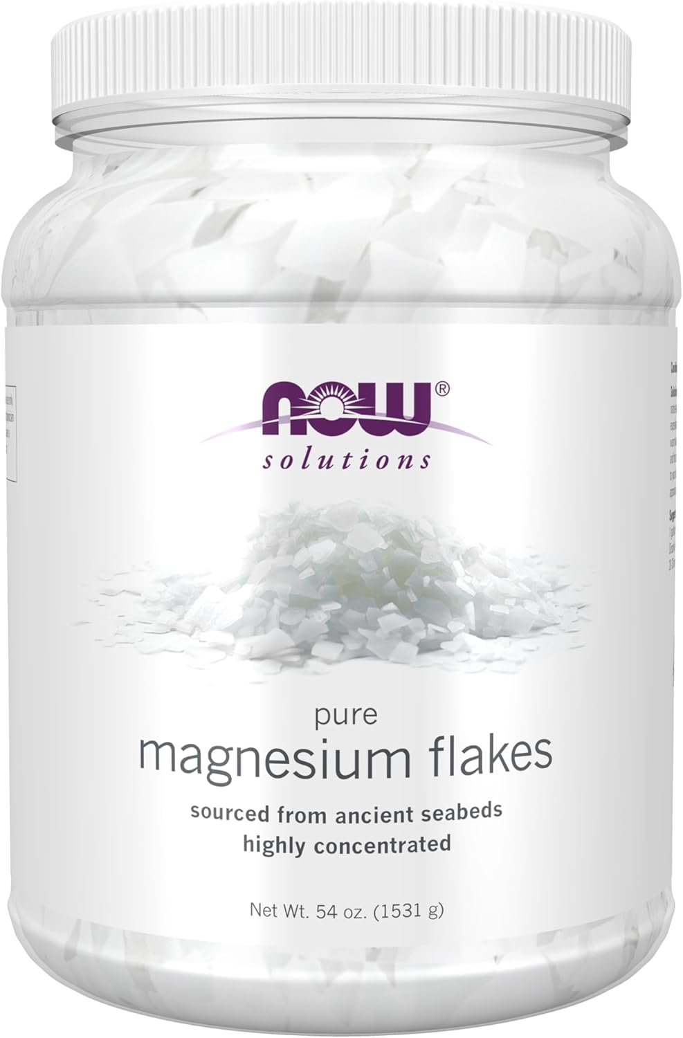 NOW Foods Solutions, Magnesium Flakes, 100% Pure, from the Ancient Seabed, Highly Concentrated, 54-Ounce