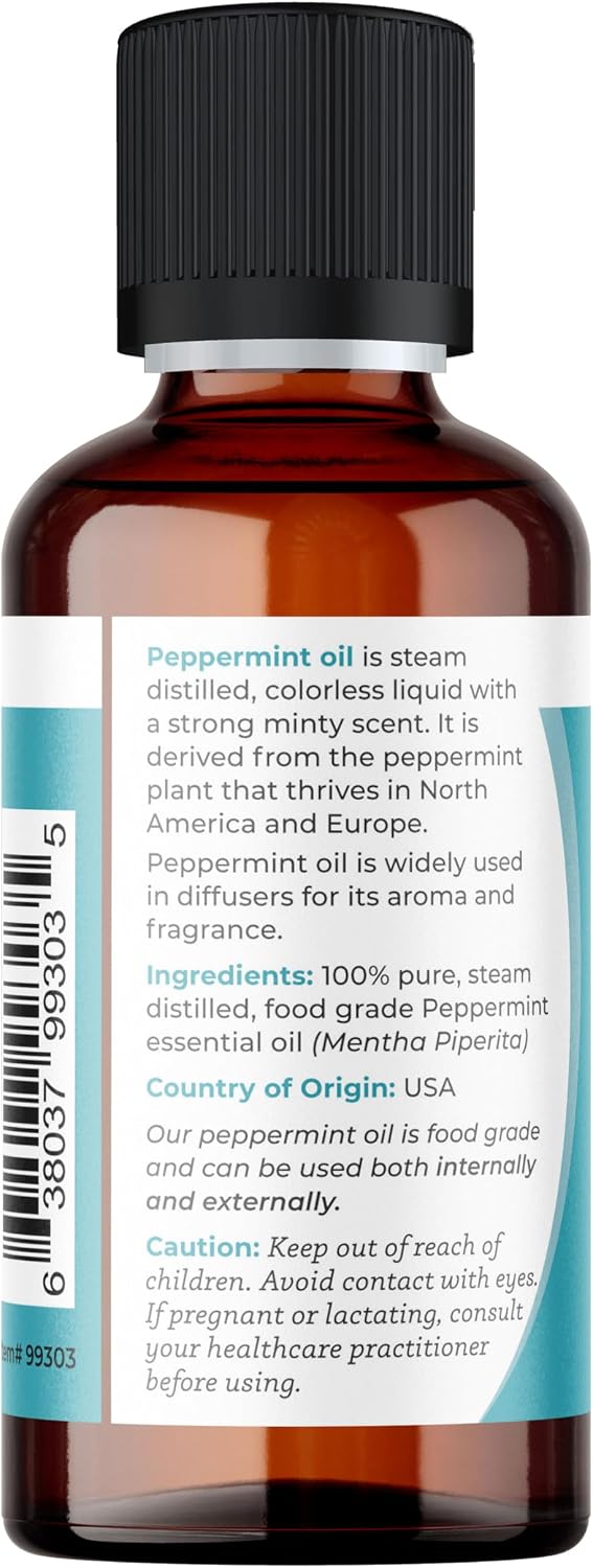 Viva Doria 100% Pure Peppermint Oil, Food Grade, Made in USA, 1 Fl Oz