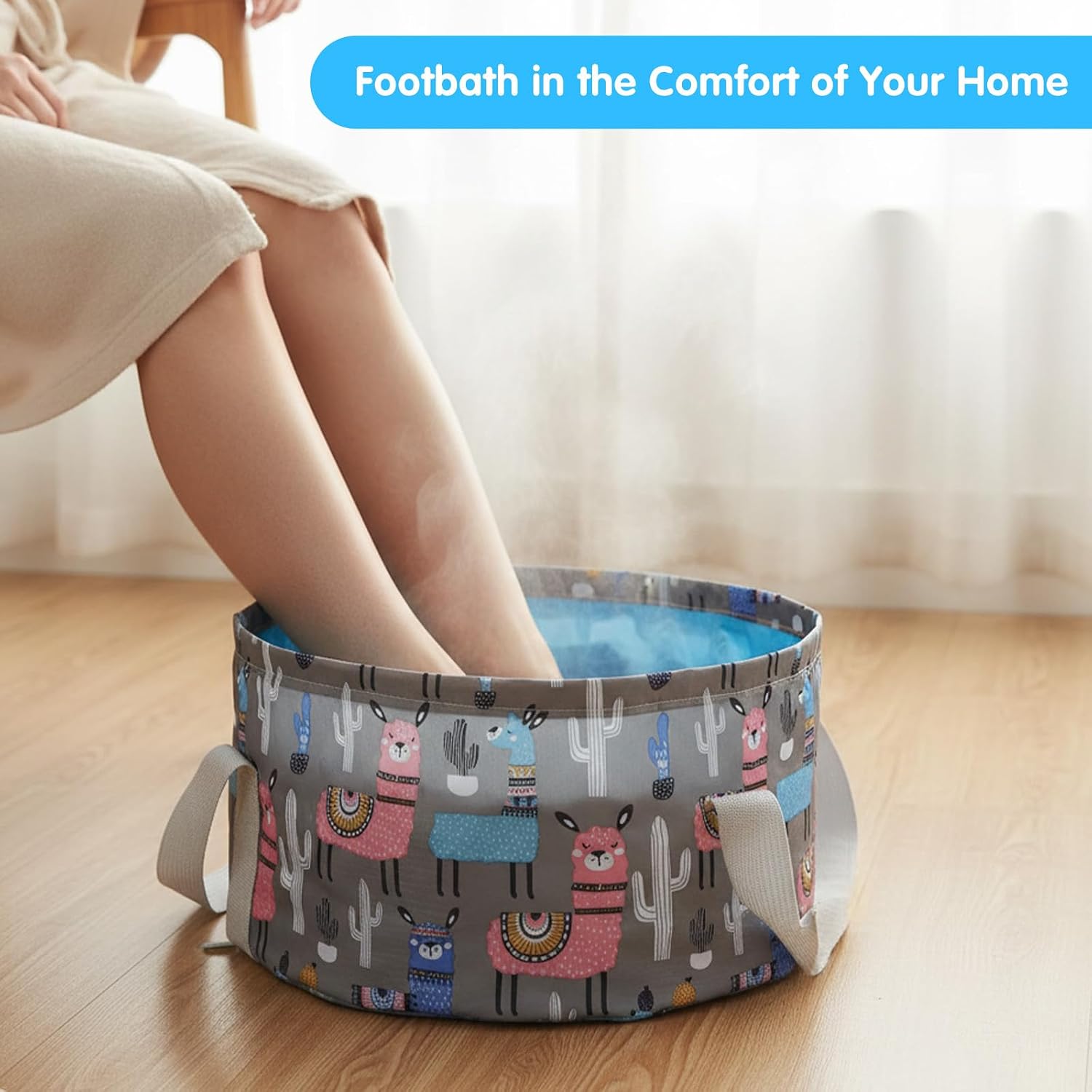 Foldable Bucket for Soaking Feet - Portable Foldable Foot Bath Tub Spa Basin for Travel, Home Pedicure & Outdoor Camping (Grey)