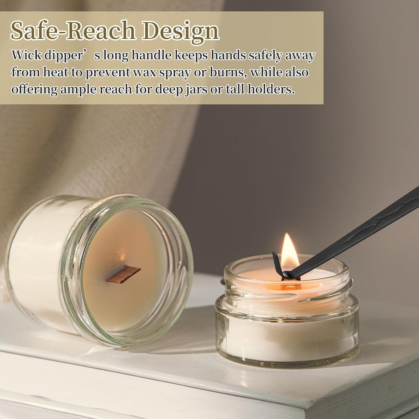 uxcell 2 Pcs Candle Wick Dipper, Stainless Steel Candle Wick Hook, Flame Dipper Snuffer Extinguish Accessory Flat Design for Putting Out Flame Home Decor Gifts, Copper/Bronze