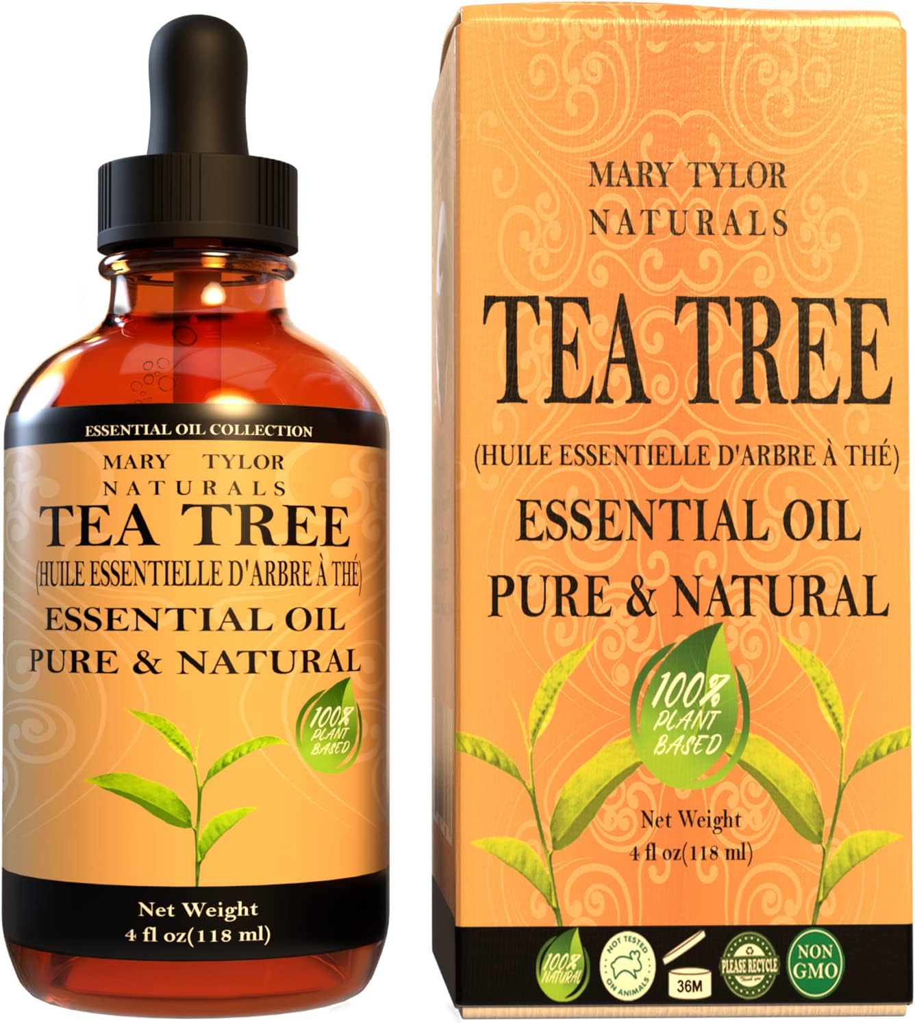 Tea Tree Essential Oil (4 oz) Premium Therapeutic Grade, 100% Pure and Natural, Perfect for Aromatherapy, Diffuser, DIY by Mary Tylor Naturals