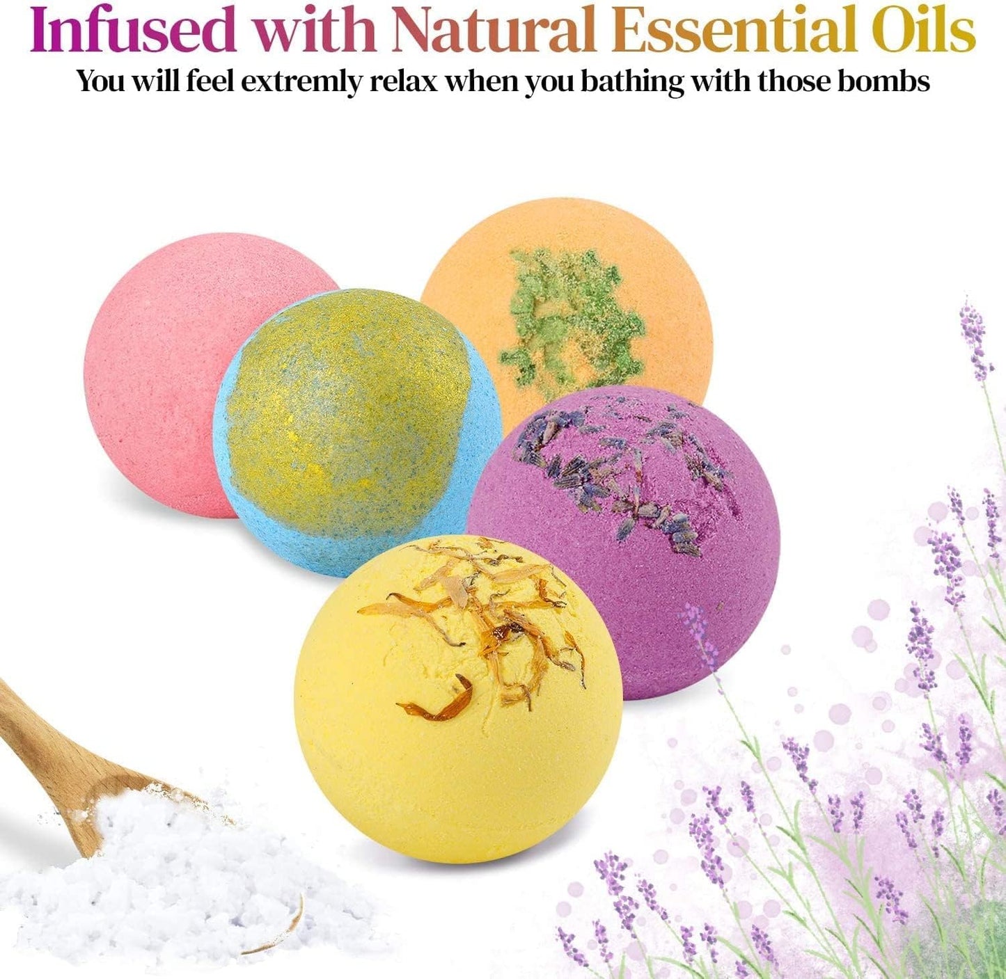 BOENFU Bath Bombs Gift Set 12 Large Natural Essential Oils Bathbombs, Dry Skin Moisturize, Perfect for Bubble Spa Bath, Handmade Birthday Gifts, idea for Her/Him, Wife, Girlfriend