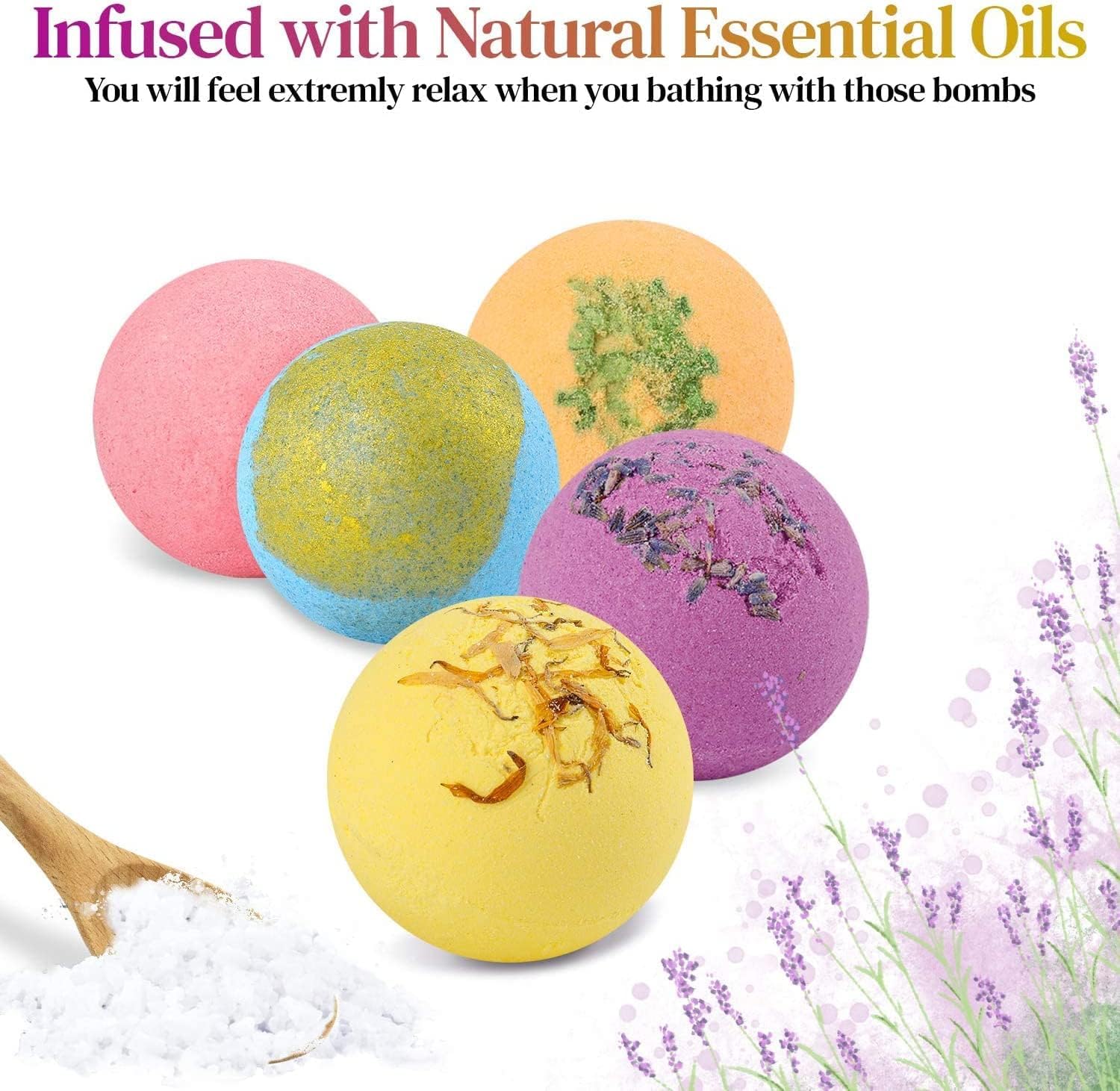 BOENFU Bath Bombs Gift Set 12 Large Natural Essential Oils Bathbombs, Dry Skin Moisturize, Perfect for Bubble Spa Bath, Handmade Birthday Gifts, idea for Her/Him, Wife, Girlfriend