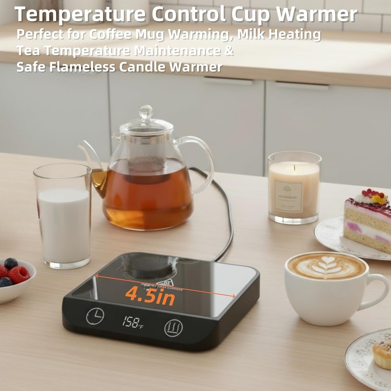 Coffee Mug Warmer & Candle Warmer 2-in-1, 6 Temps, 12-Hr Timer & Auto Shut-Off, 46W Electric Smart Cup Warmer for Desk, Coffee Gifts for Women Men & Home Office